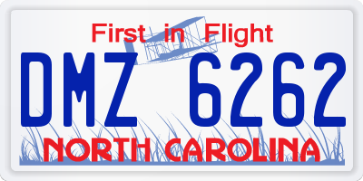 NC license plate DMZ6262