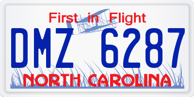 NC license plate DMZ6287