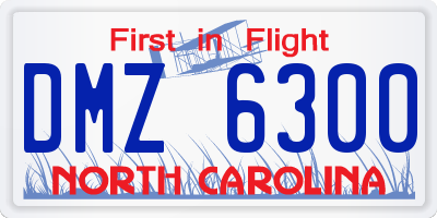 NC license plate DMZ6300