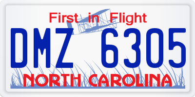 NC license plate DMZ6305