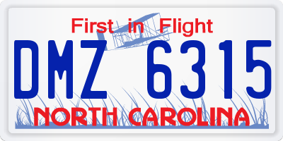 NC license plate DMZ6315