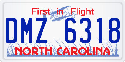 NC license plate DMZ6318