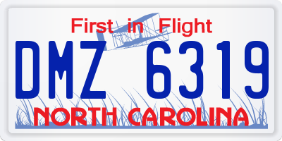 NC license plate DMZ6319