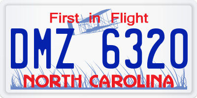 NC license plate DMZ6320