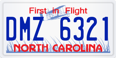 NC license plate DMZ6321