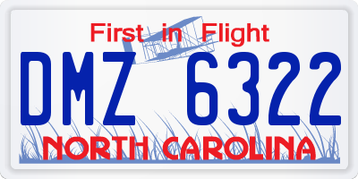 NC license plate DMZ6322