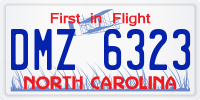 NC license plate DMZ6323