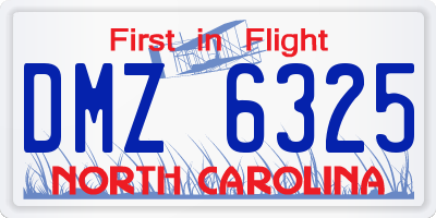 NC license plate DMZ6325