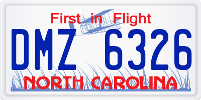 NC license plate DMZ6326