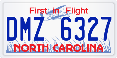 NC license plate DMZ6327