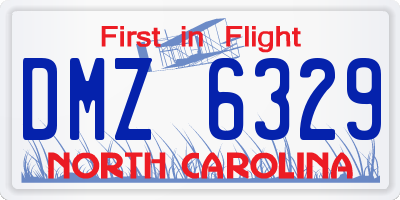 NC license plate DMZ6329