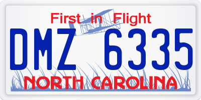 NC license plate DMZ6335