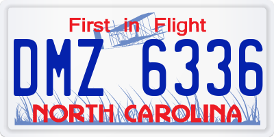 NC license plate DMZ6336