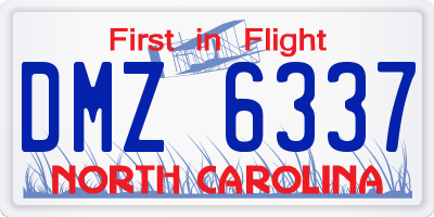 NC license plate DMZ6337