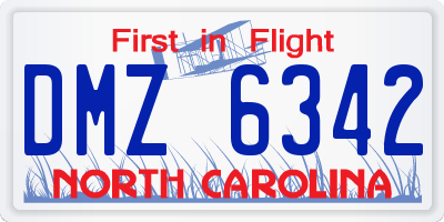 NC license plate DMZ6342