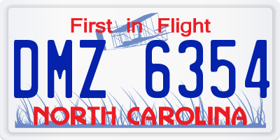 NC license plate DMZ6354