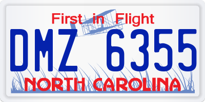 NC license plate DMZ6355
