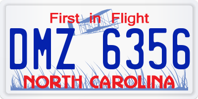 NC license plate DMZ6356