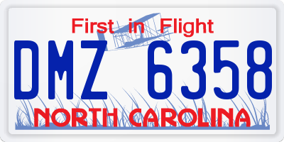 NC license plate DMZ6358