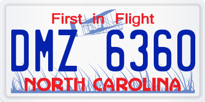 NC license plate DMZ6360