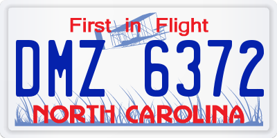 NC license plate DMZ6372