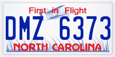 NC license plate DMZ6373