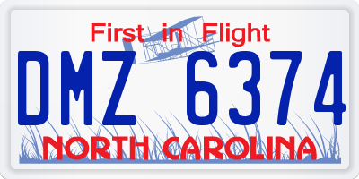 NC license plate DMZ6374