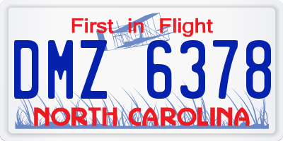 NC license plate DMZ6378