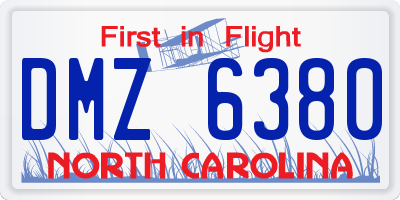 NC license plate DMZ6380