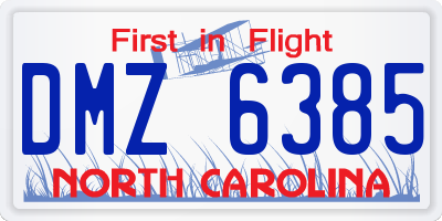 NC license plate DMZ6385