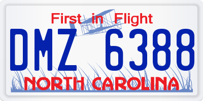 NC license plate DMZ6388