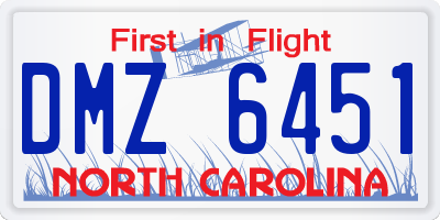 NC license plate DMZ6451