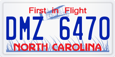 NC license plate DMZ6470