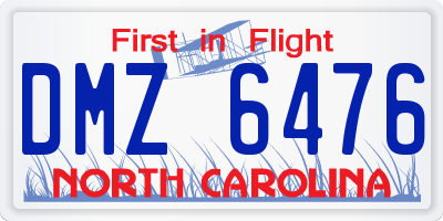 NC license plate DMZ6476