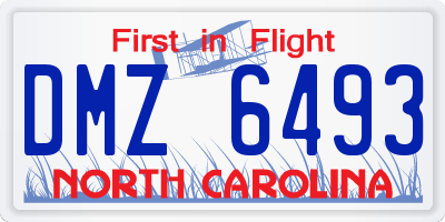 NC license plate DMZ6493