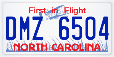 NC license plate DMZ6504