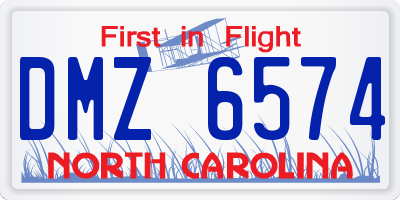 NC license plate DMZ6574