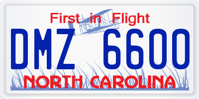 NC license plate DMZ6600