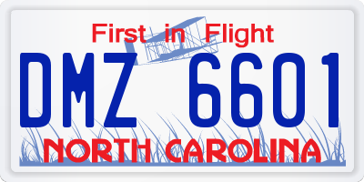 NC license plate DMZ6601