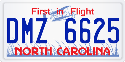 NC license plate DMZ6625