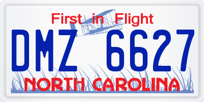 NC license plate DMZ6627