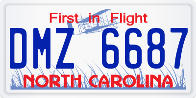 NC license plate DMZ6687
