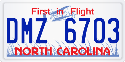 NC license plate DMZ6703