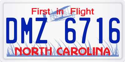NC license plate DMZ6716
