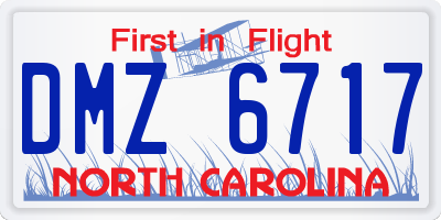 NC license plate DMZ6717