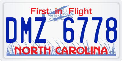 NC license plate DMZ6778