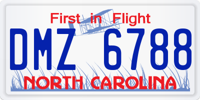 NC license plate DMZ6788