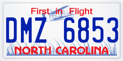 NC license plate DMZ6853