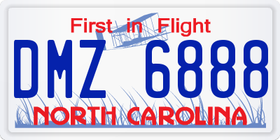 NC license plate DMZ6888