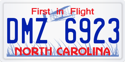 NC license plate DMZ6923
